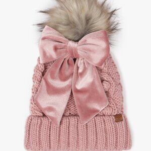 Beanie with Pom Pom and Removeable Bow, Several Colors Available